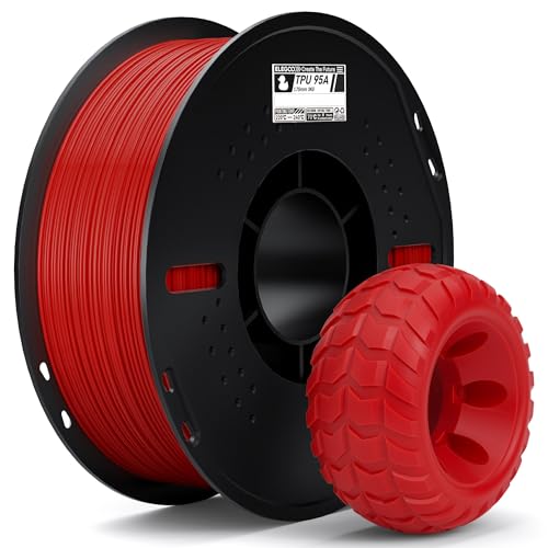 ELEGOO TPU Filament 1.75mm Red 1KG, 95A Flexible Soft 3D Printing Filament 1KG Spool(2.2lbs) Fits for Most FDM 3D Printe