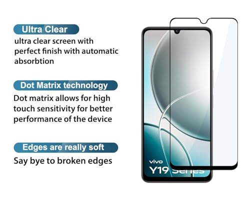 Image of HD Tempered Glass Screen Protector Compatible for Vivo Y19E 5G with Edge to Edge coverage and Easy Installation kit