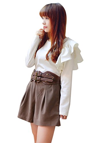 Womens Elastic Obi Belt Vintage PU Leather Wide Waist Belt (86cm, brown)4