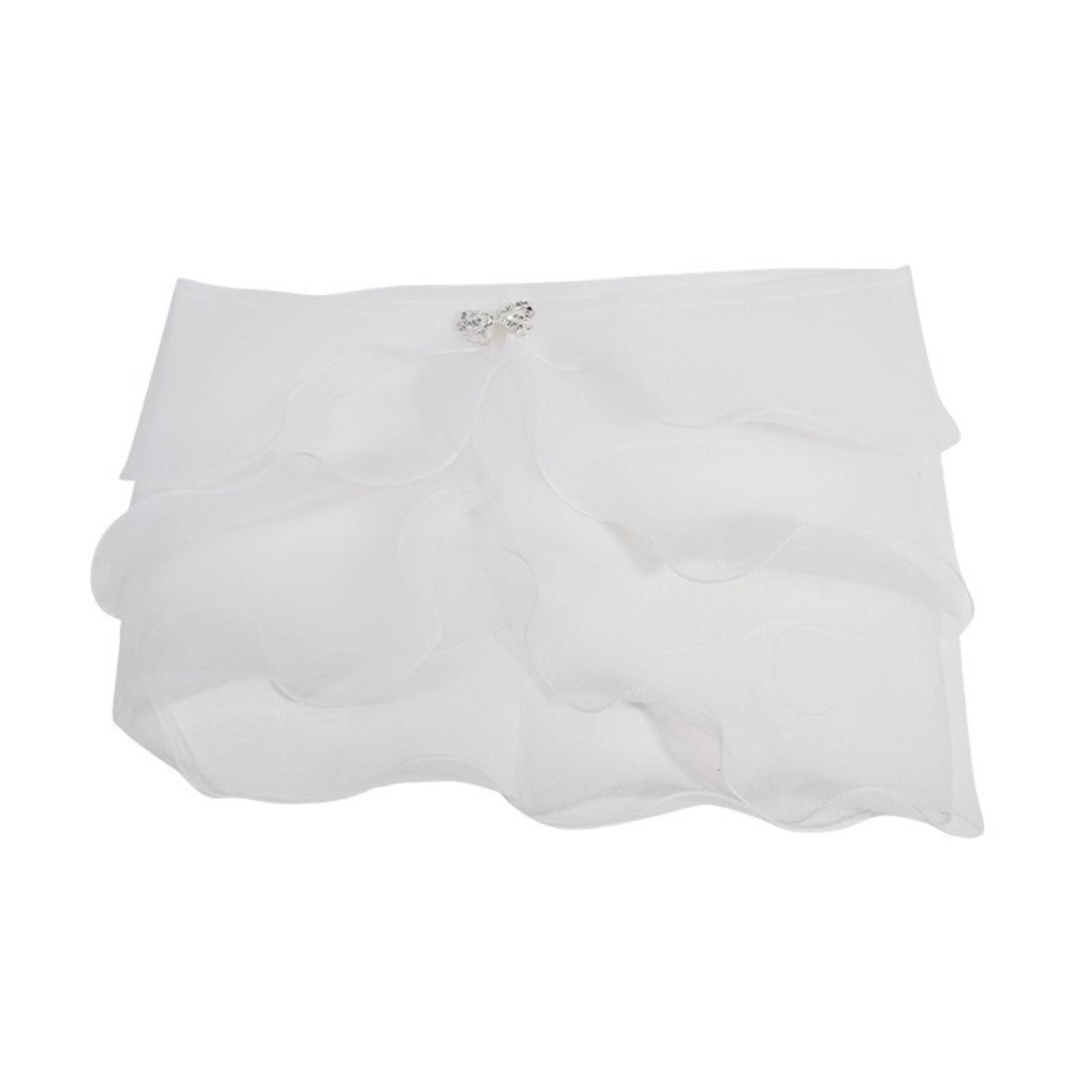 3 Tier Bridal Shawl Lightweight Wedding Dress Cover up Ruffle Border Evening Wrap Elegant Diaphanous Gauze-Like Material Stole, Ivory-image-37