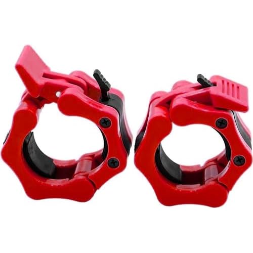 Barbell Clamps 2 inch, Heavy Duty Exercise Collars 2″ Quick Release Pair of Locking Pro Olympic Weight Bar Plate Locks Collar Clips for Workout Weightlifting Fitness Training – Red
