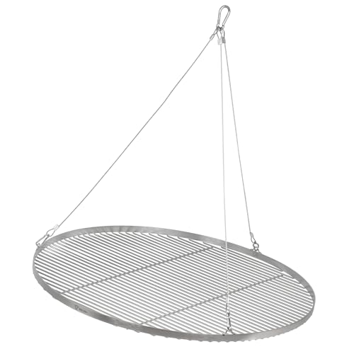 BBQ-Toro Grille en acier inoxydable ronde | Ø 80 cm | Grille suspendue avec corde pour trépied | Accessoire de cuisson extérieur, grille pour barbecue,...
