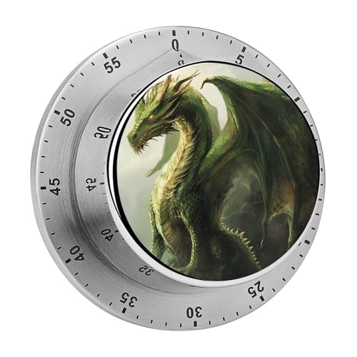 Humongous Green Dragon Kitchen Timers for Cooking Fantasy Dragon with Large Wings Chef Cooking Timer Clock with Loud Alarm No Batteries Required Mechanical Desk Timer Magnetic Backing