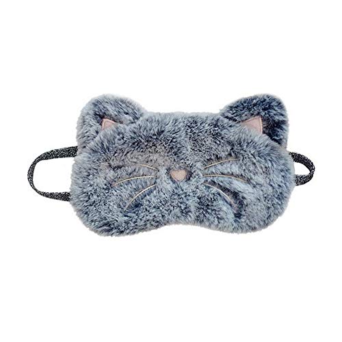 Ayygiftideas Lovely Plush Animal Sleeping Eye Mask Rabbit Cat Eye Patch (Cat B)