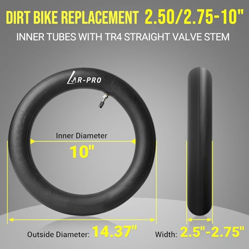 Image of AR-PRO (2-Pack) 2.50 /2.75-10 Dirt Bike Replacement Inner Tubes Heavy Duty|Compatible with Honda Crf50 /Xr50, Razor MX650 / MX500, Suzuki DRZ70 / JR50, Yamaha PW50