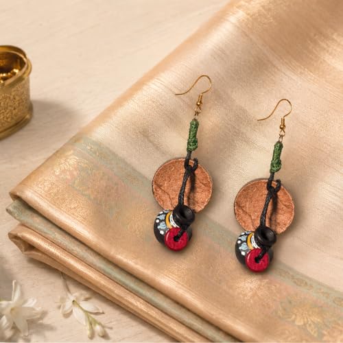 Image of Handcrafted Boho & Tribal Earrings for Women - Wooden, Brass & Terracotta Statement Designs in Drop, Hoop, Loop & Dangle Styles