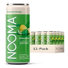 NOOMA - Performance Energy Drink - Pre Workout Drink - Nootropics, Adaptogens + Electrolytes - 120mg Clean Caffeine, 15 Calories & 2g Sugar - Lemon Lime -12 Pack -12oz ea.