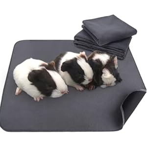 Guinea Pig Fleece Cage Liners, 4 Pack Washable Reusable Leakproof Guinea Pig Bedding Super Absorbent Waterproof Guinea Pig Pee Pads Anti Slip Mat for Rabbit Hamster Rat – 18″x24″