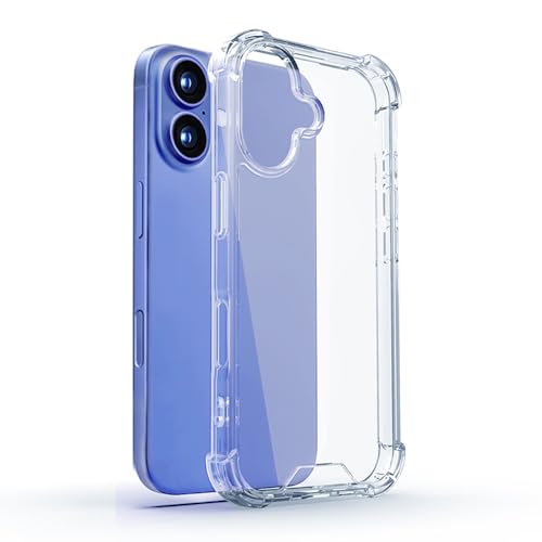 DEREAFF Clear Case for iPhone 16 (6.1-Inch) 16 Clear Case Slim Hard PC Back & Soft TPU Shockproof Anti-Scratch Phone Bumper Cover for iPhone 16 Clear