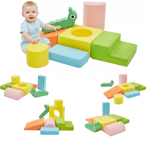 Climbing Toys for 1-3 Year Old,Toddler Climbing Toys Indoor, Baby Climbing Blocks, 7-Piece Soft Foam Climbing Blocks Set,Toddler Playtime Corner Climber Foam Play Gym for Climbing Crawling and Sliding