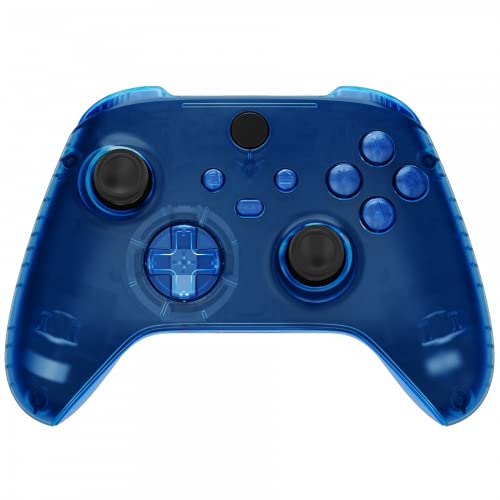 MODDEDZONE Custom Wireless UNMODDED Controller for Xbox One S/X and PC with Exclusive and Unique Designs - The Perfect Gaming Gift for Enthusiasts, Expertly Crafted in the USA - Clear Blue Full