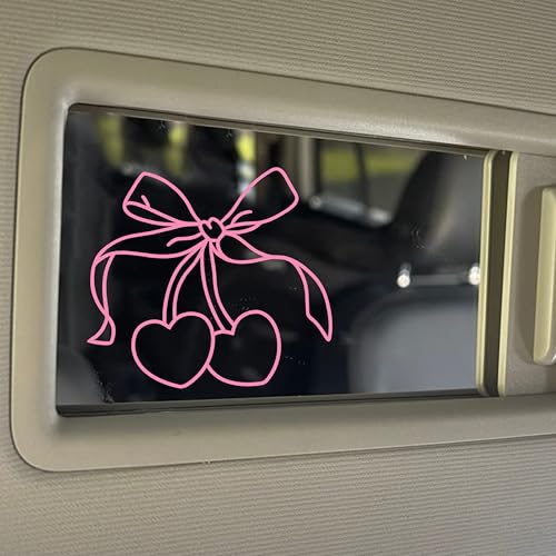 Image of Set 3Pcs Cherry Pink Bow Mirror Decal Cute Bow, Affirmation, Aesthetic, Bookish Sticker, Water Bottle Laptop Decal, Vinyl Waterproof 2 Inches Car Accessories for Girl Mom Dad Friend