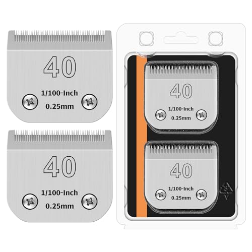 HONGNAL 40# Detachable Pet Clipper Replacement Blades Compatible with Andis/Oster A5/Wahl KM10 Series Dog Clipper Made of Ceramic Blade & Stainless Steel Blade Size 40# Cut Length 1/100-Inch2 Pack