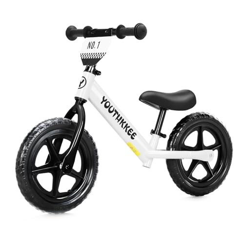 12 Inch Toddler Balance Bike for 2-5 Year Olds, No-Pedal Bike with Tool-Free Adjustable Seat, Quick Assembly, Gift for 2-3 Year Old Boys & Girls with Customizable Plate