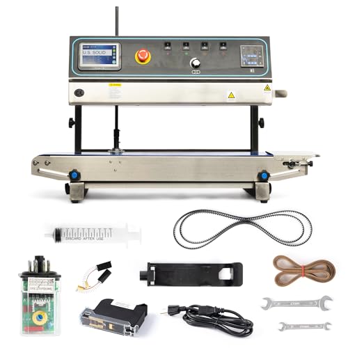U.S. Solid Continuous Band Sealer with Inkjet Printer, Automatic Vertical Bag Sealing Machine, 0.39
