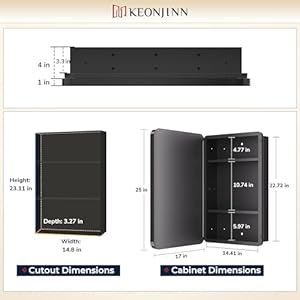 Keonjinn 16 x 24 Inch Black Medicine Cabinets for Bathroom with Mirror Stainless Steel Framed Rounded Rectangle Adjustable Shelves Recessed Small Mirrored Medicine Cabinets for Bath Modern Farmhouse Keonjinn 16 x 24 Inch Black Medicine Cabinets for Bathroom with Mirror Stainless Steel Framed Rounded Rectangle Adjustable Shelves Recessed Small Mirrored Medicine Cabinets for Bath Modern Farmhouse