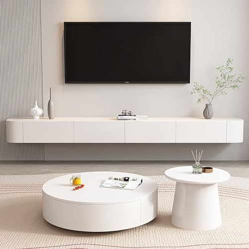 Meuble TV mural flottant pour cacher les câbles, console en bois 120 cm