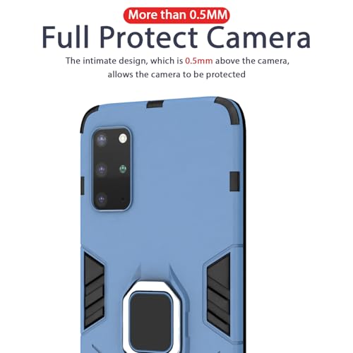 Image of Pikkme D5 Tough Armor Bumper Back Cover Case for Samsung Galaxy S20 Plus |Ring Holder & Kickstand in-Built (Blue)