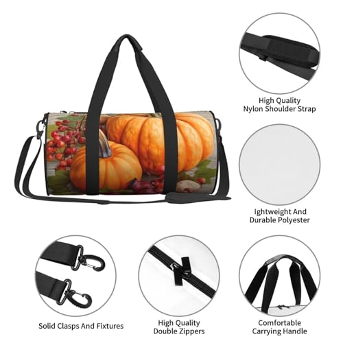 Travel Duffle Bag Weekender Bags for Men Women with Shoe Compartment Large Capacity Weekender Overnight Bag Harvest Fruits Pumpkin Carry On Tote Bags Sport Gym Bag for Travel Yoga, Black, One Size4