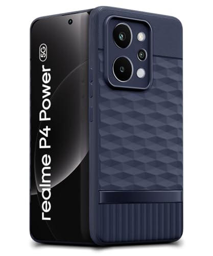 Image of WOW IMAGINE Back Cover for Realme P4 Power 5G | Realme Narzo Power 5G with Hexa Cube Design | Ultra Slim Soft Rubberised Case | Inner Velvet Fabric | Flexible Mobile Case | Camera Protection - Blue