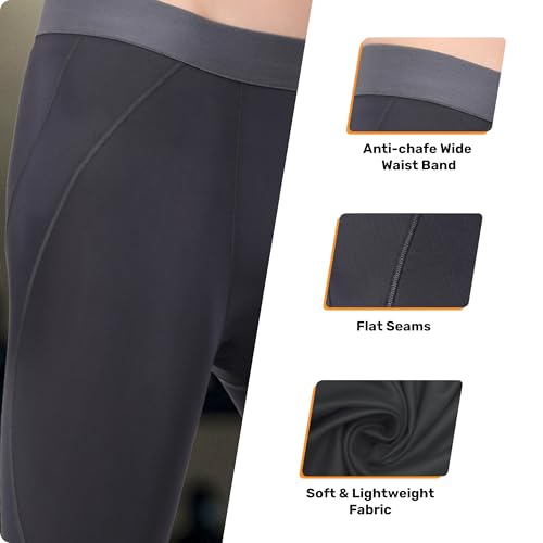Image of Compression Nylon Lycra Lower Leggings Tights Yoga Pants for Men Boys - Workout Gym Exercise Running Cycling Training - Full Leg Sleeves - Cold Weather Sports Inner - Skinny Fit