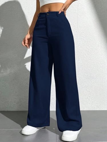 Image of Toochki Trousers for Woman Pants Women's Formal Office Korean | Beige Black Track Pant | Straight | Cotton Spandex Stretchable Trouser | High-Waisted Bottom Wear