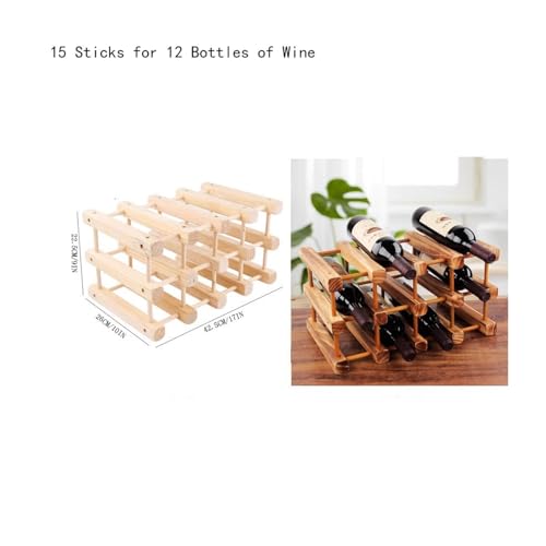 Soporte para 12 botellas de vino color B de madera sólida miniatura 2