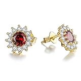Coodilor Flower Stud Earrings for Women and Girls, 925 Sterling Silver 14K Yellow Gold Plated Earrin