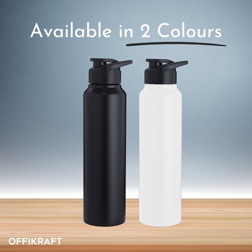 Image of Steel Sip - 1L Single Wall Stainless Steel Water Bottle | Wide Mouth, Leak-Proof, BPA-Free Cap | Fridge-Safe | Ideal for Office, Gym, Outdoor & Travel Use (WHITE)