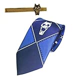 Kira Yoshikage Tie for Anime Bizarre Adventure JoJo Cosplay Skull Neck Tie Killer Queen Costume Merch（with Tie Clip） (7CM, Blue)