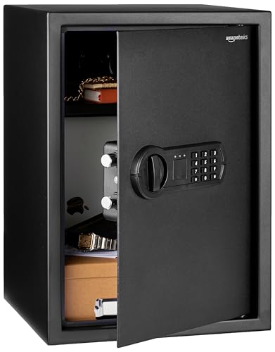 Amazon Basics Caja fuerte Electrónico de acero para el hogar con...