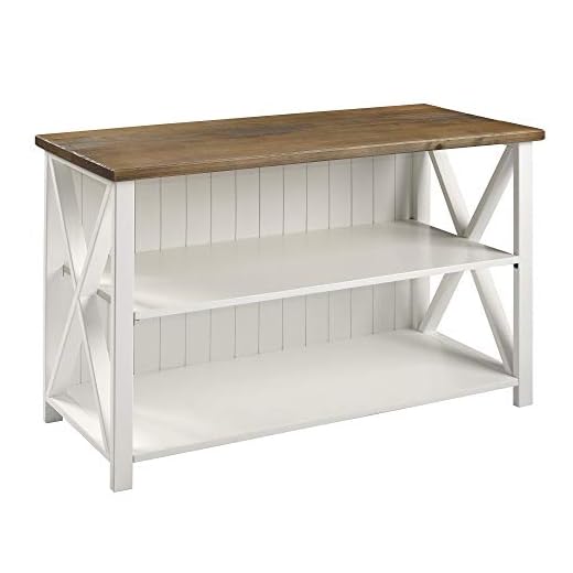 Walker Edison 2 Tier Modern Farmhouse Wood Bookcase Bookshelf Storage Home Office Storage Cabinet, 52 Inch, White