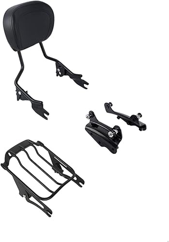 XFMT - Respaldo de pasajero desmontable con barra de sissy y portaequipaje para dos personas con kits de hardware de acoplamiento de 4 puntos para