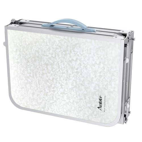 Miniatura 9 de Anbte Mesa Plegable Multifuncional 90x40x70 51 26 Cm Alturas Ajustables Impermeable Para Jardín Exterior Camping Y Picnic Playa Blanco
