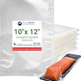 PouchWorth 500 pcs Clear 10" x 12", 3 mil Chamber Machine Pouches, Pre-Cut Chamber Vacuum Sealer Bags, Heavy Duty Seal Pouch, BPA-Free Chamber Sealer Bags with Tear Notch
