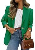 PRETTYGARDEN 2025 Blazers for Women Business Casual Long Sleeve Lapel Open Front Suit Jacket Work Blazer with Pockets (Green,Medium)