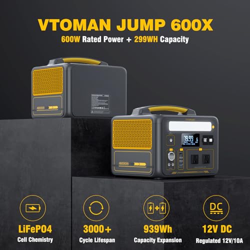 Image of VTOMAN 939Wh Portable Power Station Bundle with Extra Battery & 110W Solar Panel Included - Up to 1200W Solar Power Generator for Home Backup, Off-grid, Road Trip, RV, Camping, Fishing, Emergencies
