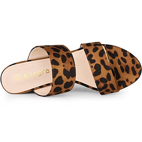 Allegra K Allegra K Women's Opened Toe Block Heeled Slide Leopard Sandals 8.5 M US