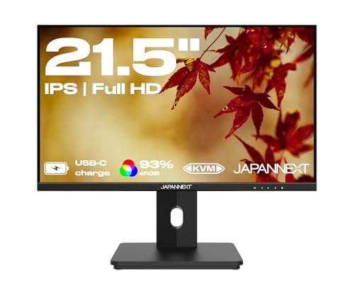 JAPANNEXT Ecran PC 21.5' IPS Full HD (1920x1080) | HDR | Recharge Via USB-C(65W) Hauteur & Inclinaison réglable (HSP) Haut-parleurs intégrés | G-Sync/FreeSync | Garantie 2 Ans | JN-I215FLFHSP-C65W