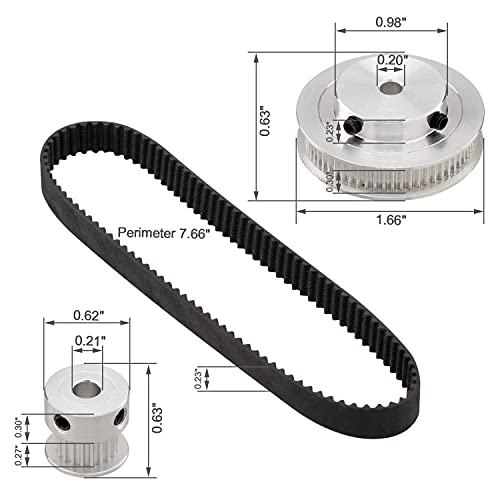 Zeelo ZE-23025 2Pcs Set Gt2 Synchronous Wheel 20&60 Teeth 5Mm Bore Aluminum Timing Pulley thumb #1