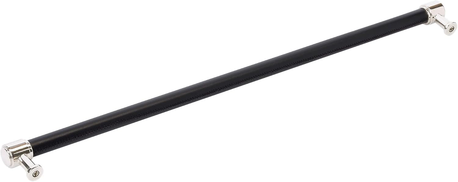 Signature Hardware 954064-24 Lazzara 24 Inch Center to Center Black Leather Appliance Pull - Brushed Gold