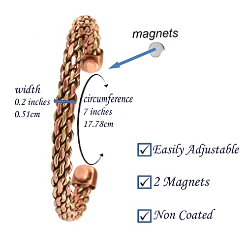 Touchstone Copper Healing Bracelet Tibetan Style. Hand Forged With Solid And High Gauge Pure Copper. Set Of 4 Different Designs. #TOP4