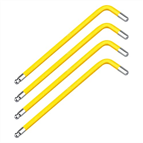 FOCMKEAS 4 PCS 4mm Ball End Hex Key Allen Wrench,Internal Hexagonal Wrench, L Shaped Long Arm S2 Steel Repairing Tool?Yellow