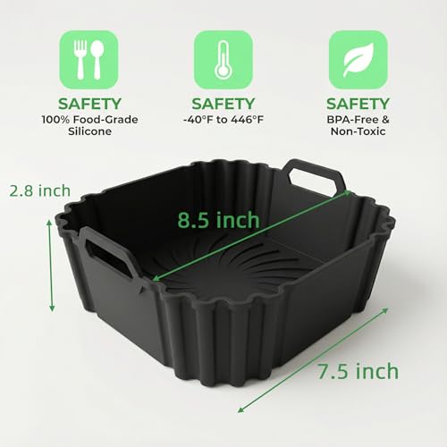 Silicone Air Fryer Liners for COSORI 5-6.5 QT,Reusable airfryer liners silicone Compatible with Ninja AF141 181,8.5inch Air Fryer Accessories for Corsori 6QT, Ninja Airfryer 5QT,Gourmia & More