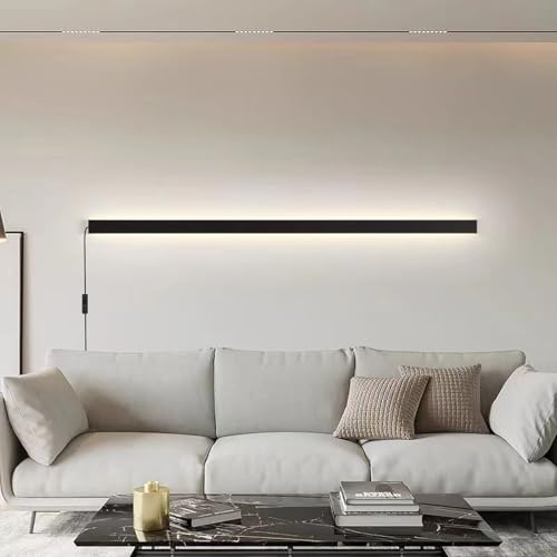 Apliques de pared LED interior con enchufe interruptor lámpara moderna negra para salón
