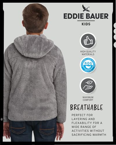 Image of Eddie Bauer Kids' Zip Up - Kids' Full Zip Ultra Soft Sherpa Fleece Hoodie Sweatshirt for Boys and Girls (5-20)