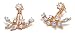 VANVENE Womens Fashion Gold Plated Leaf Crystal Ear Jacket Double Sided Swing Stud Earrings Gift Back Cuff Stud Earring (Rose Gold)
