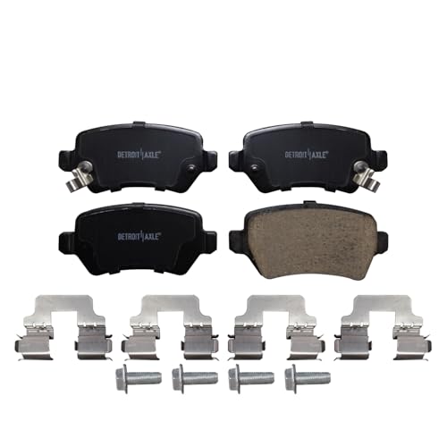 Image of Detroit Axle - Rear Ceramic Brake Pads w /Hardware Brake Cleaner Fluid for 2008-2009 Saturn Astra - [2000-2006 Chevrolet Astra] - 2006 Zafira - See Fitment