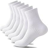 [HWVICTORYV] 靴下 メンズ レディース 6足セット 四季適用 綿 抗菌 防臭ソックス おしゃれ ショートソックス 無地 カジュアル ランニング スポーツソックス 登山 作業用 ジュニア 中学生 くつした ギフト 24-27cm (白)
