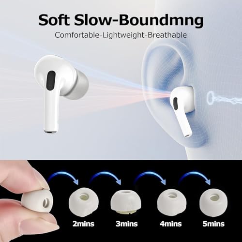 Image of Memory Foam Ear Tips for AirPods Pro 1st & 2nd Generation with 3-in-1 Cleaning Kit - Noise Cancelling Replacement Eartips, Comfortable Fit, No Silicone Pain, Fits in Charging Case, Black